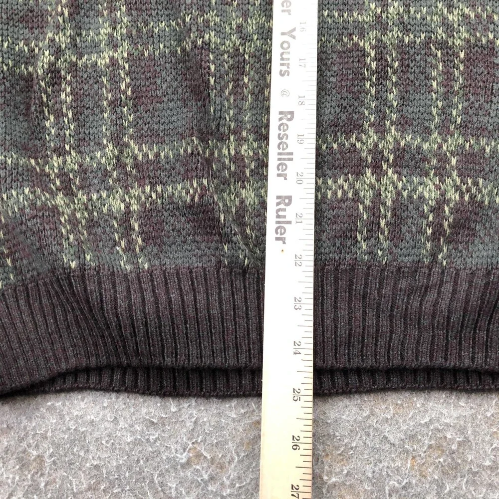 Vintage Trading Company Sweater Mens 2XL Brown Plaid Knit Crewneck Pullover